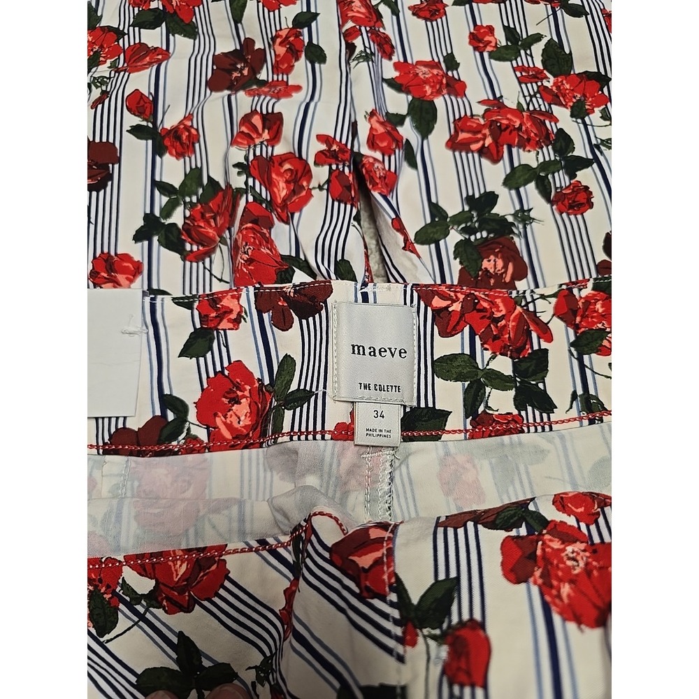 Anthropologie Maeve The Colette Cropped Wide-Leg Rose Printed Pants Sz 34 NWT‎ - Picture 7 of 9